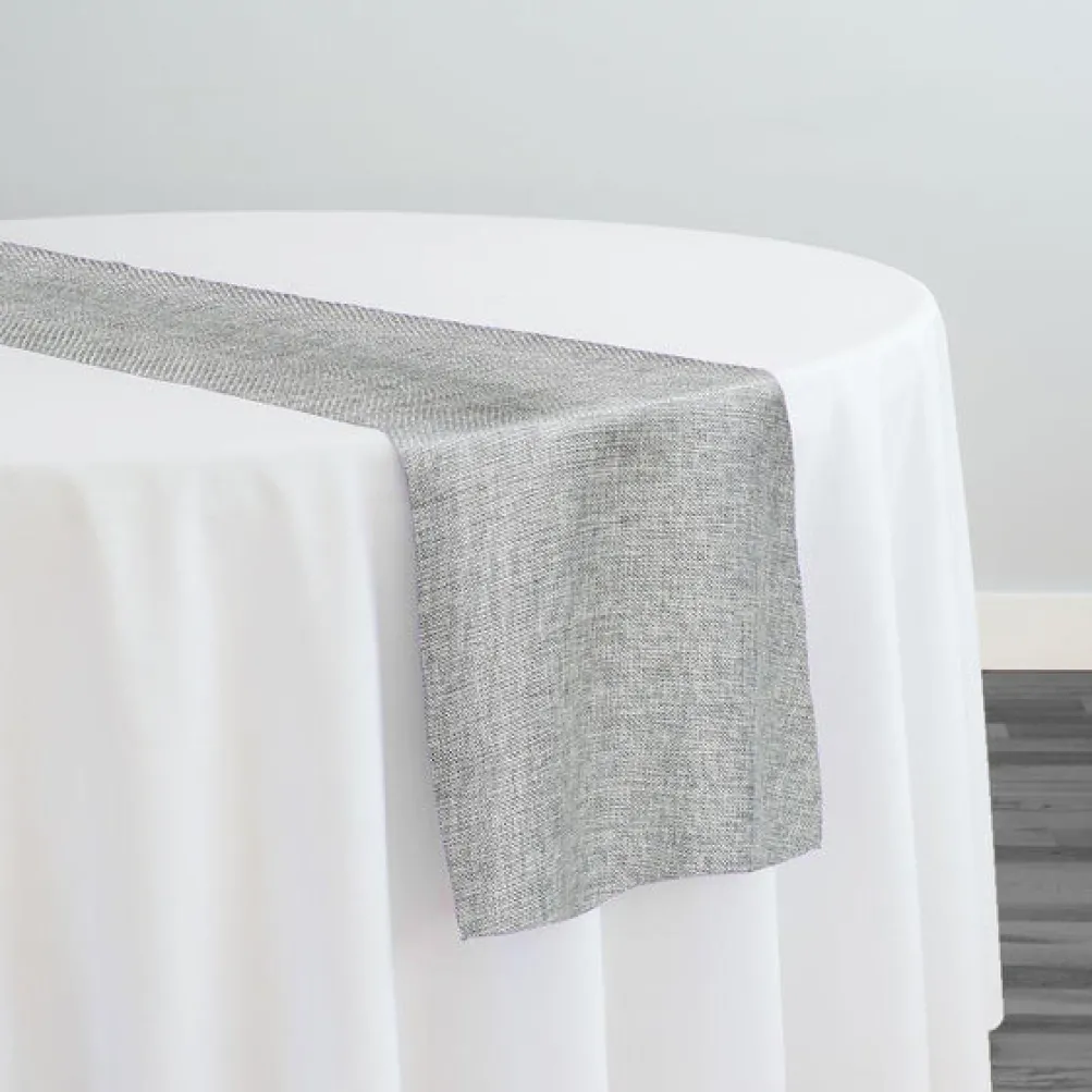Imitation Burlap Table Runner in Silver