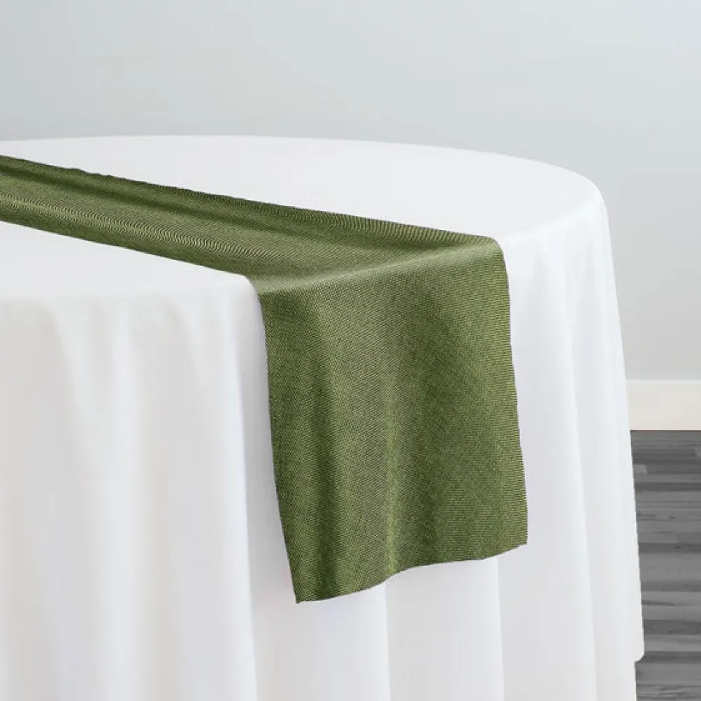 Imitation Burlap Table Runner in Willow Green