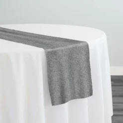 Imitation Burlap Table Runner in Charcoal