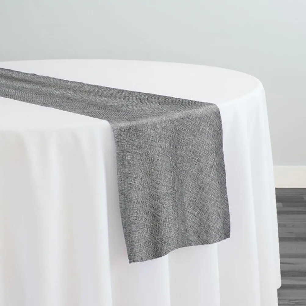 Imitation Burlap Table Runner in Charcoal