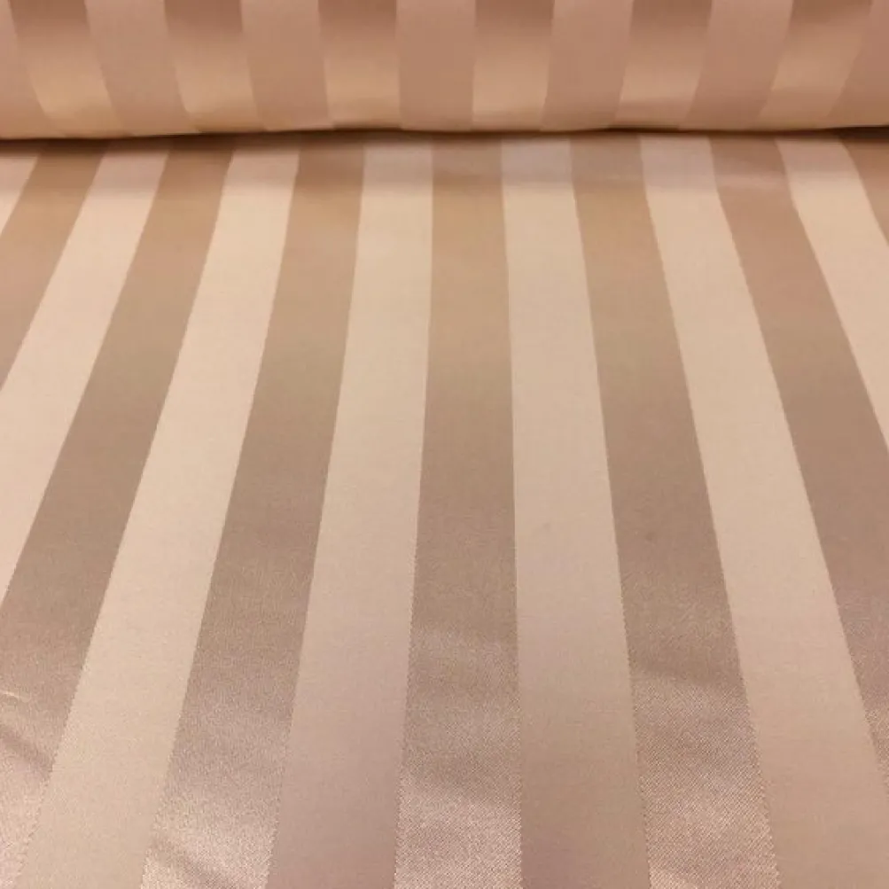 Imperial Stripe Table Linen in Champagne
