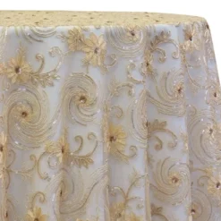 Jasmine Lace Table Linen in Champagne
