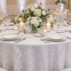 Jasmine Lace Table Linen in White