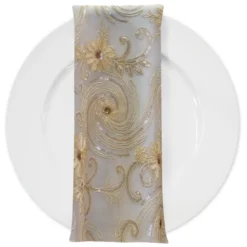 Jasmine Lace (w/ Poly Lining) Table Napkin in Champagne
