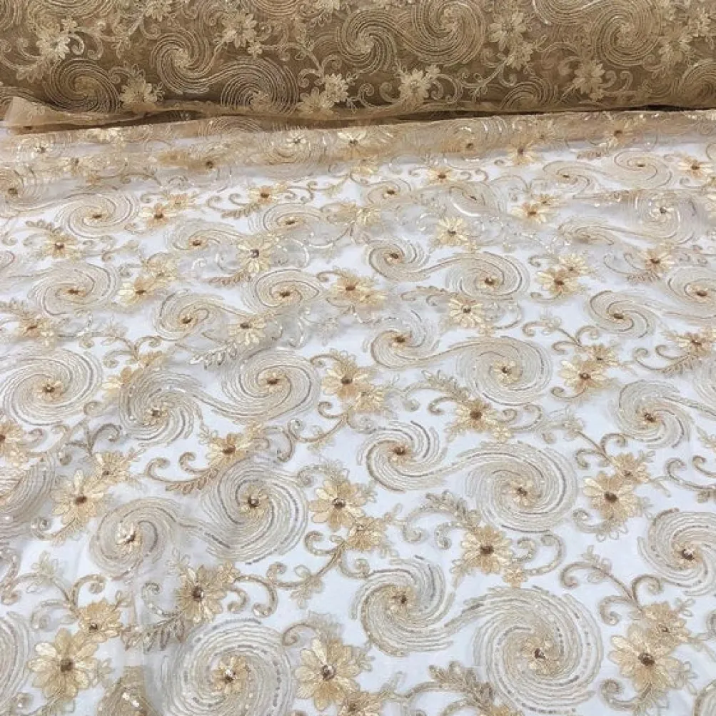 Jasmine Lace (w/ Poly Lining) Table Napkin in Champagne