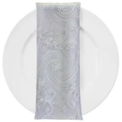 Jasmine Lace (w/ Poly Lining) Table Napkin in White
