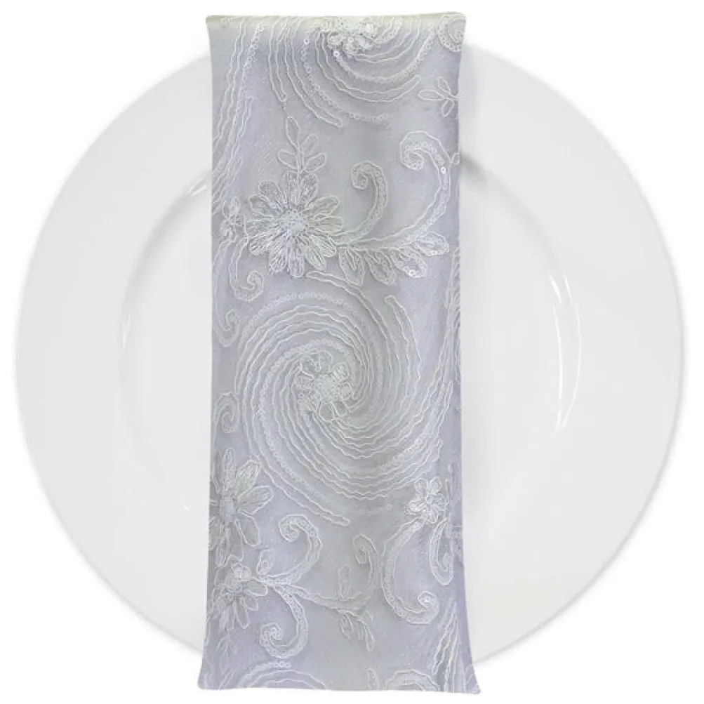 Jasmine Lace (w/ Poly Lining) Table Napkin in White