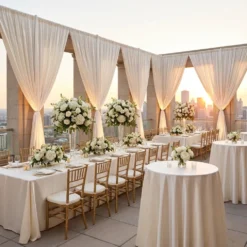 Lamour (Dull) Satin Table Linen in Ivory 1111