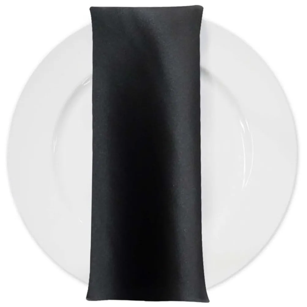 Lamour (Dull) Satin Table Napkin in Black 1115