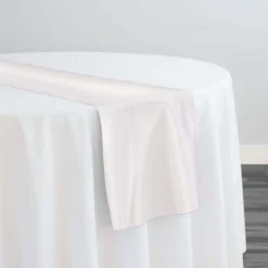 Lamour (Dull) Satin Table Runner in White