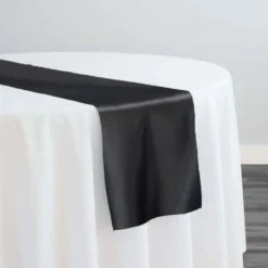Lamour (Dull) Satin Table Runner in Black 1115