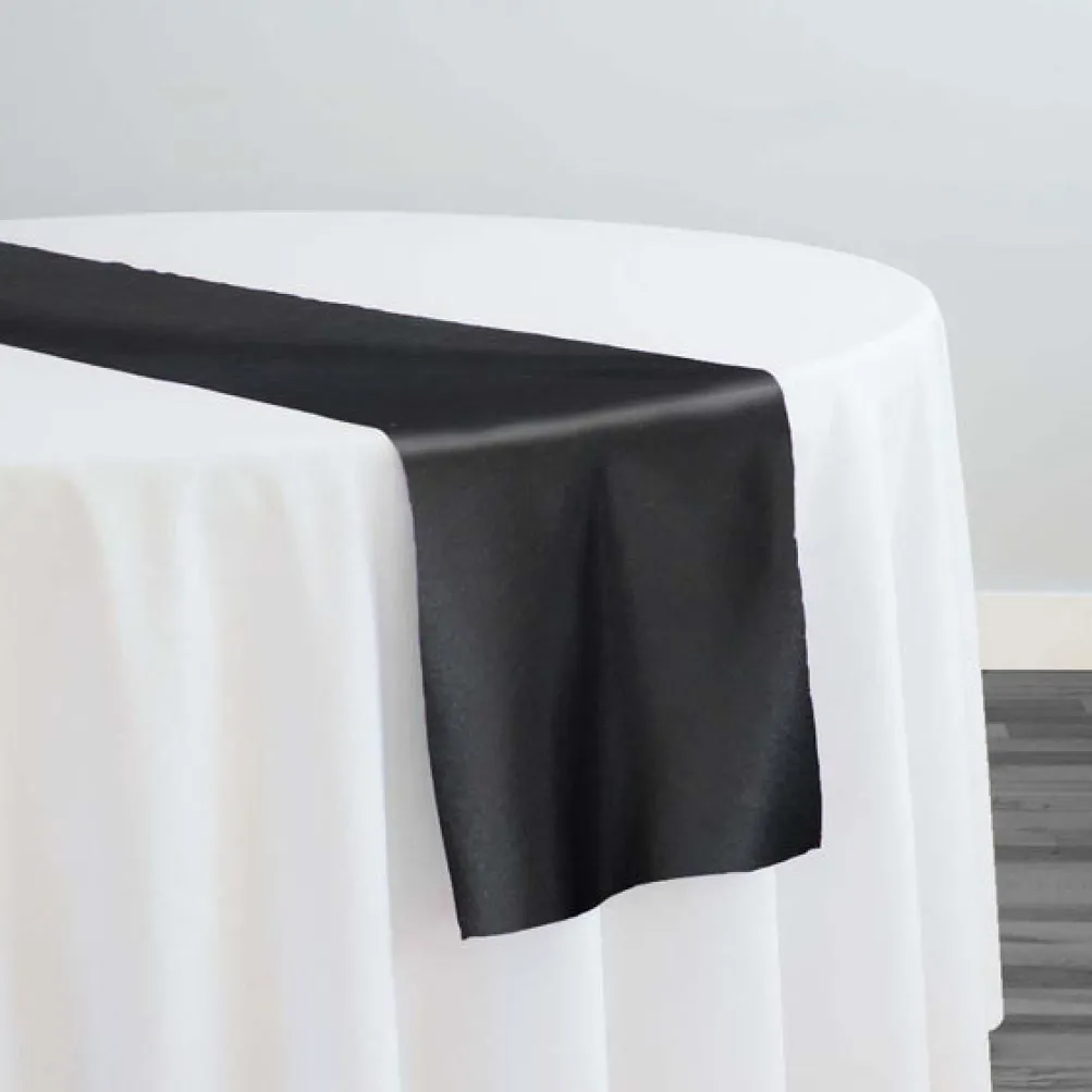 Lamour (Dull) Satin Table Runner in Black 1115