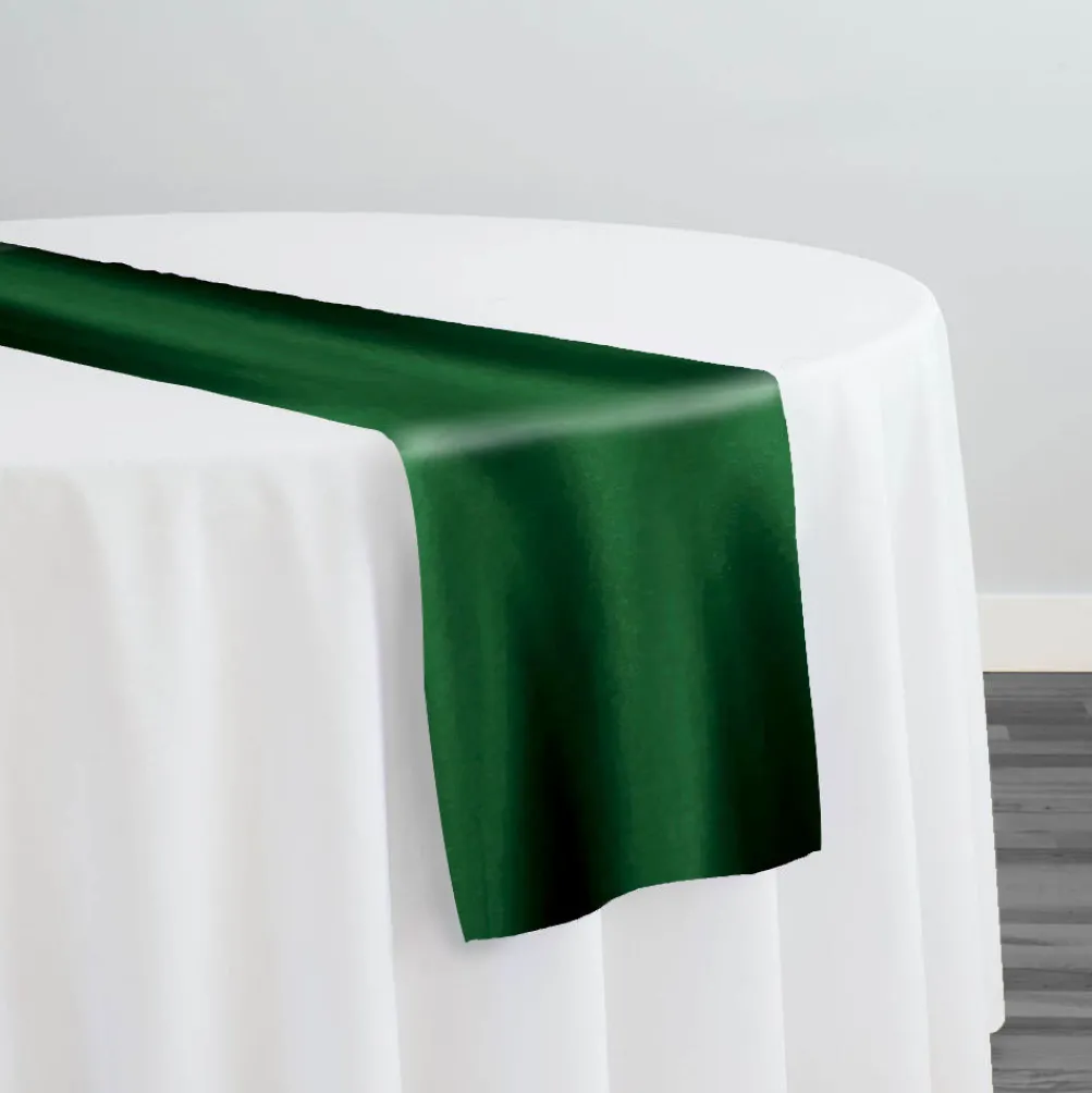 Lamour (Dull) Satin Table Runner in Hunter Green 7385