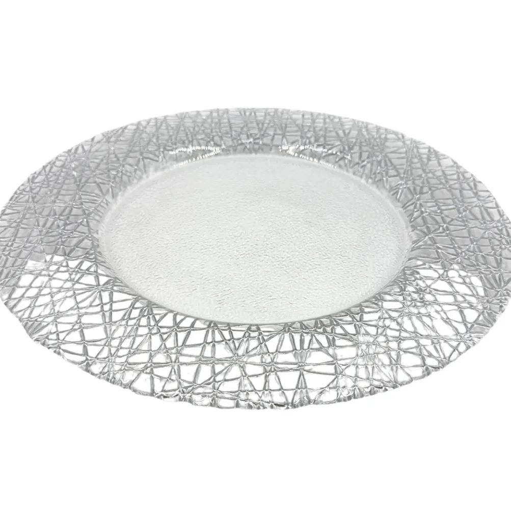 Lattice - Glass Charger Plate in Silver (Item # 0386)