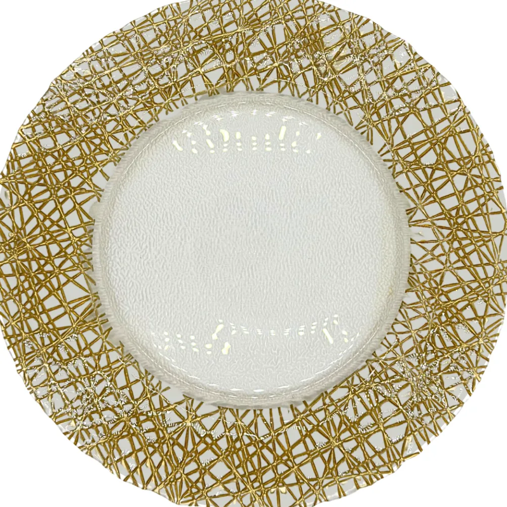 Lattice - Glass Charger Plate in Gold (Item # 0386)