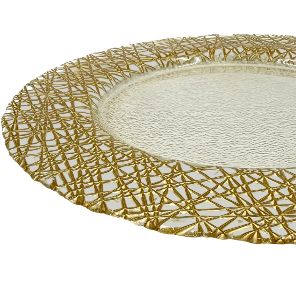 Lattice - Glass Charger Plate in Gold (Item # 0386)