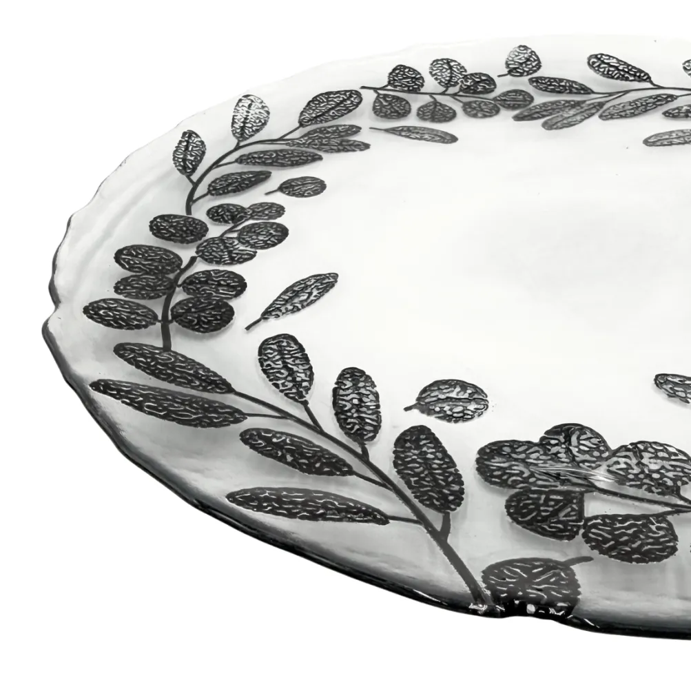Laurel - Glass Charger Plate in Black (Item # 0424)