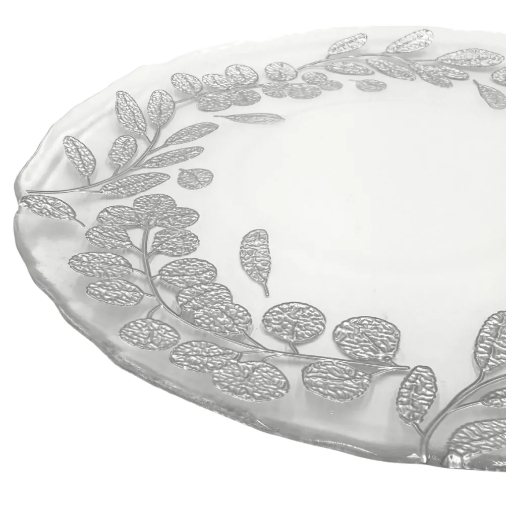 Laurel - Glass Charger Plate in Silver (Item # 0424)