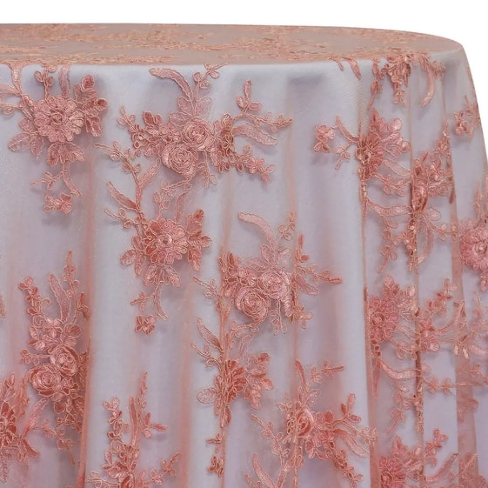 Laylani Lace Table Linen in Coral