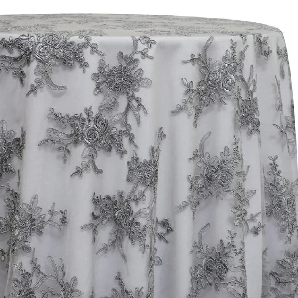 Laylani Lace Table Linen in Silver