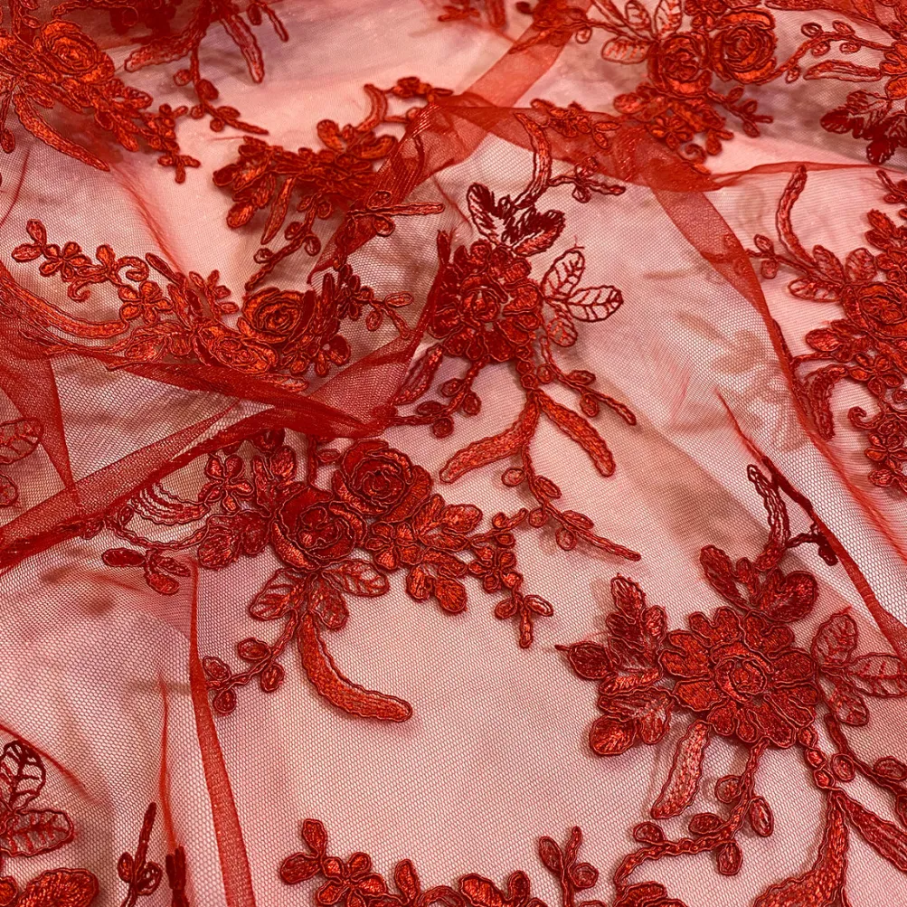 Laylani Lace Table Runner in Red