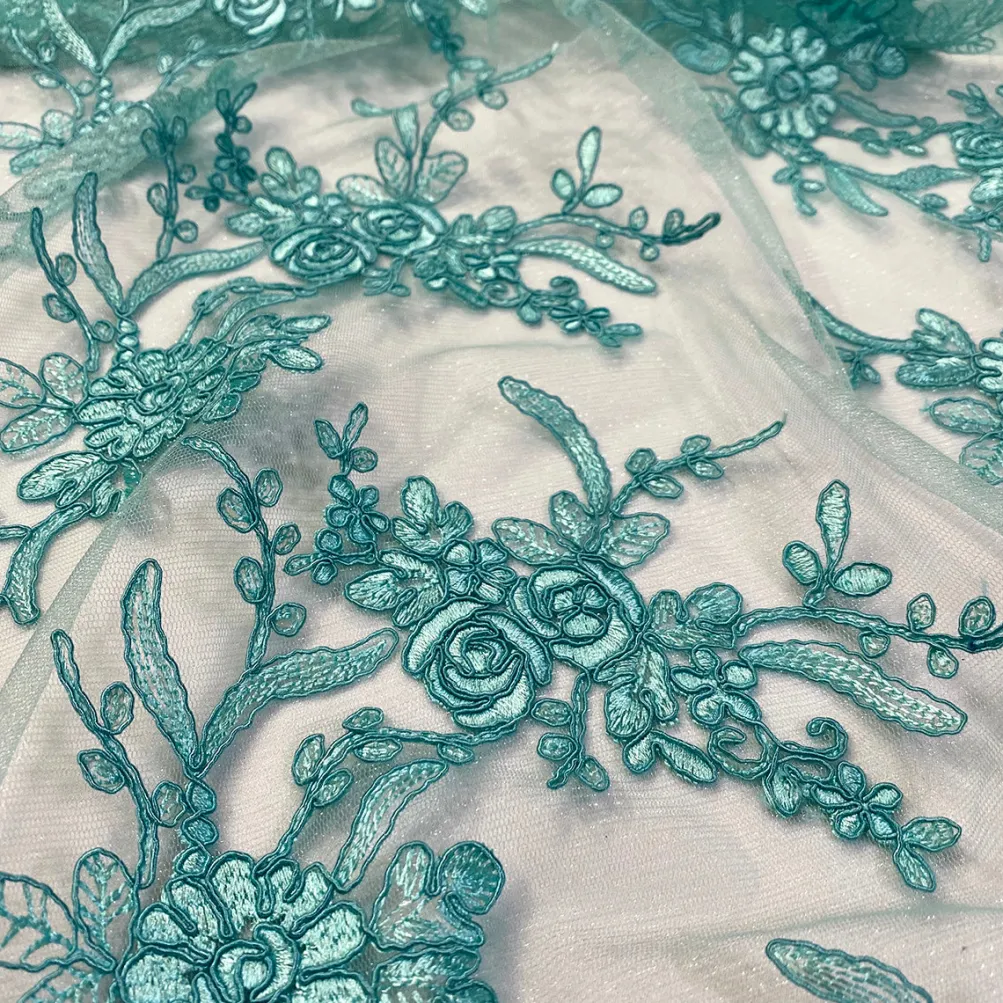 Laylani Lace (w/ Poly Lining) Table Napkin in Teal Green