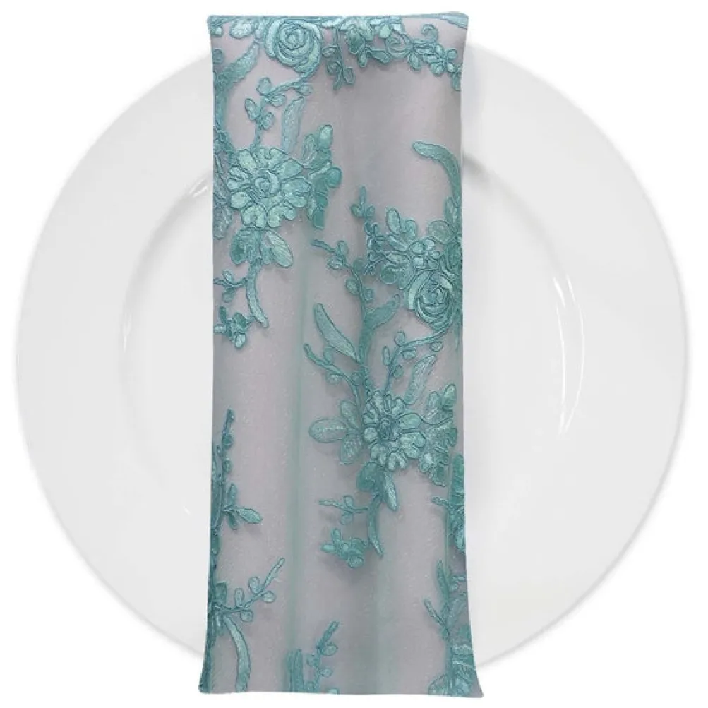 Laylani Lace (w/ Poly Lining) Table Napkin in Teal Green