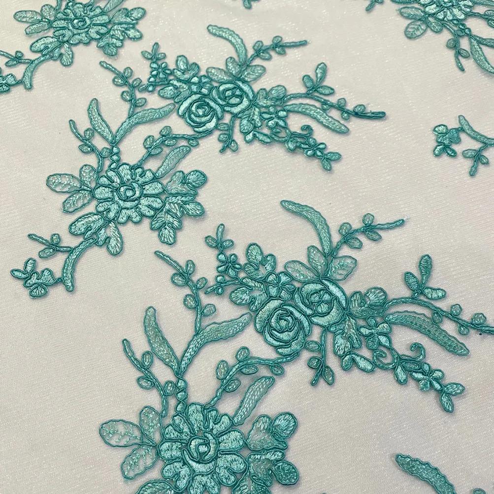 Laylani Lace (w/ Poly Lining) Table Napkin in Teal Green