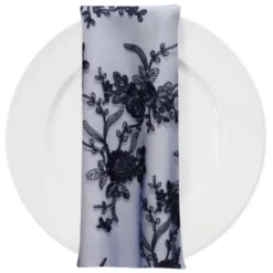 Laylani Lace (w/ Poly Lining) Table Napkin in Navy