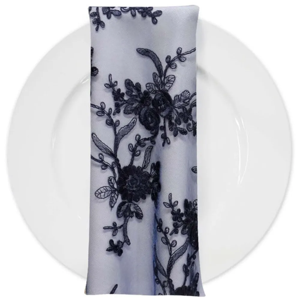 Laylani Lace (w/ Poly Lining) Table Napkin in Navy