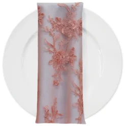 Laylani Lace (w/ Poly Lining) Table Napkin in Coral
