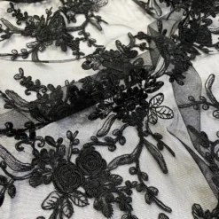 Laylani Lace (w/ Poly Lining) Table Napkin in Black
