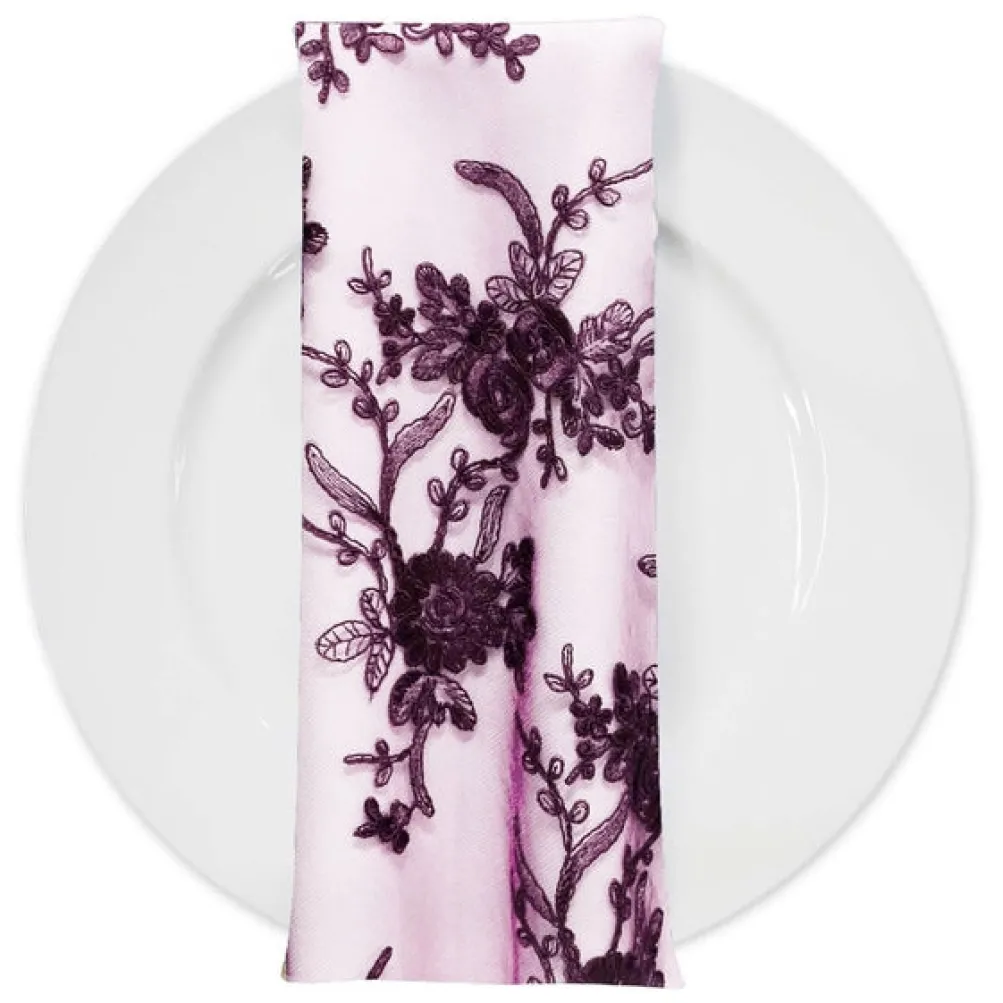 Laylani Lace (w/ Poly Lining) Table Napkin in Raisin