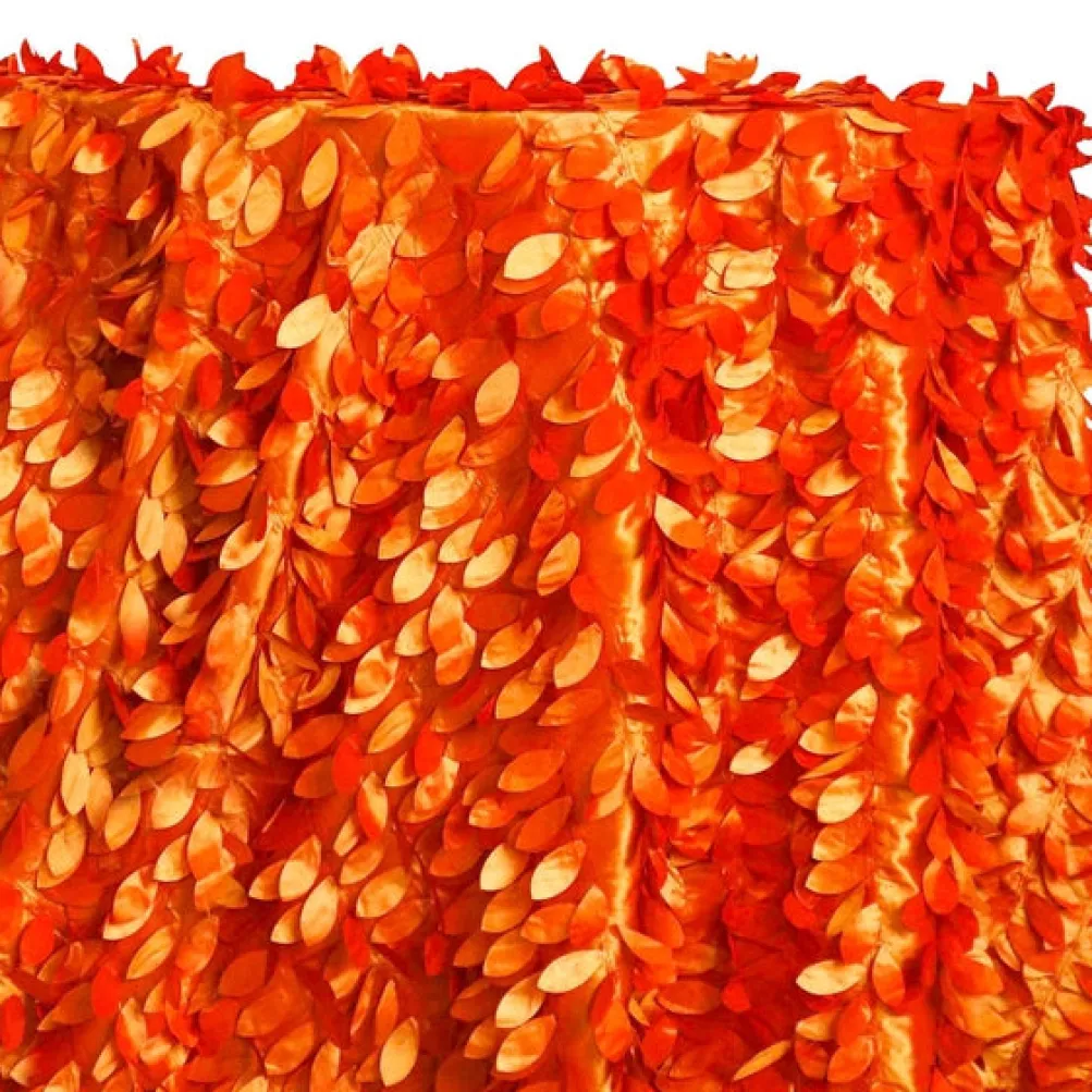 Leaf Hanging Taffeta Table Linen in Orange