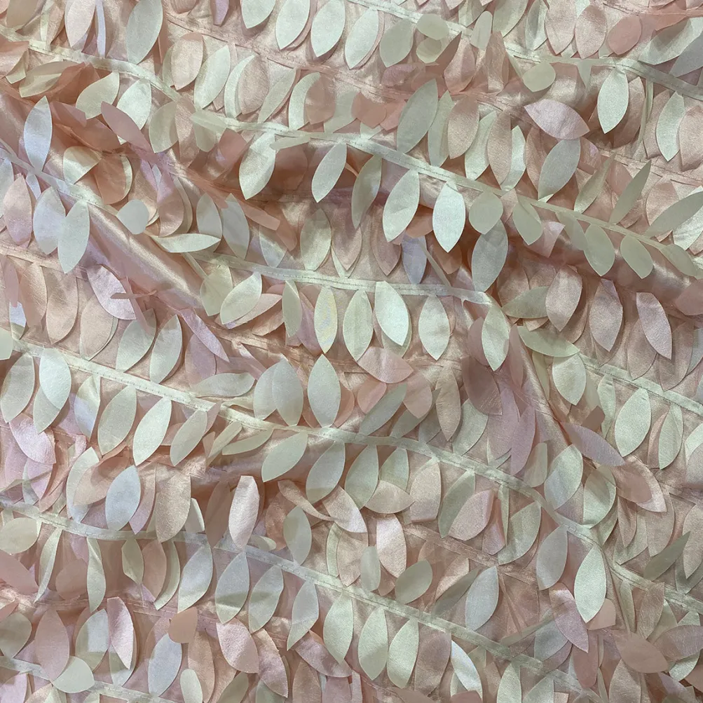 Leaf Hanging Taffeta Table Linen in Blush Mix