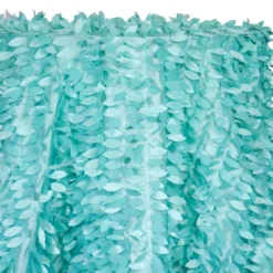 Leaf Hanging Taffeta Table Linen in Teal Green