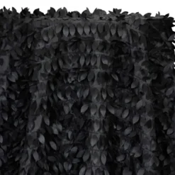 Leaf Hanging Taffeta Table Linen in Black