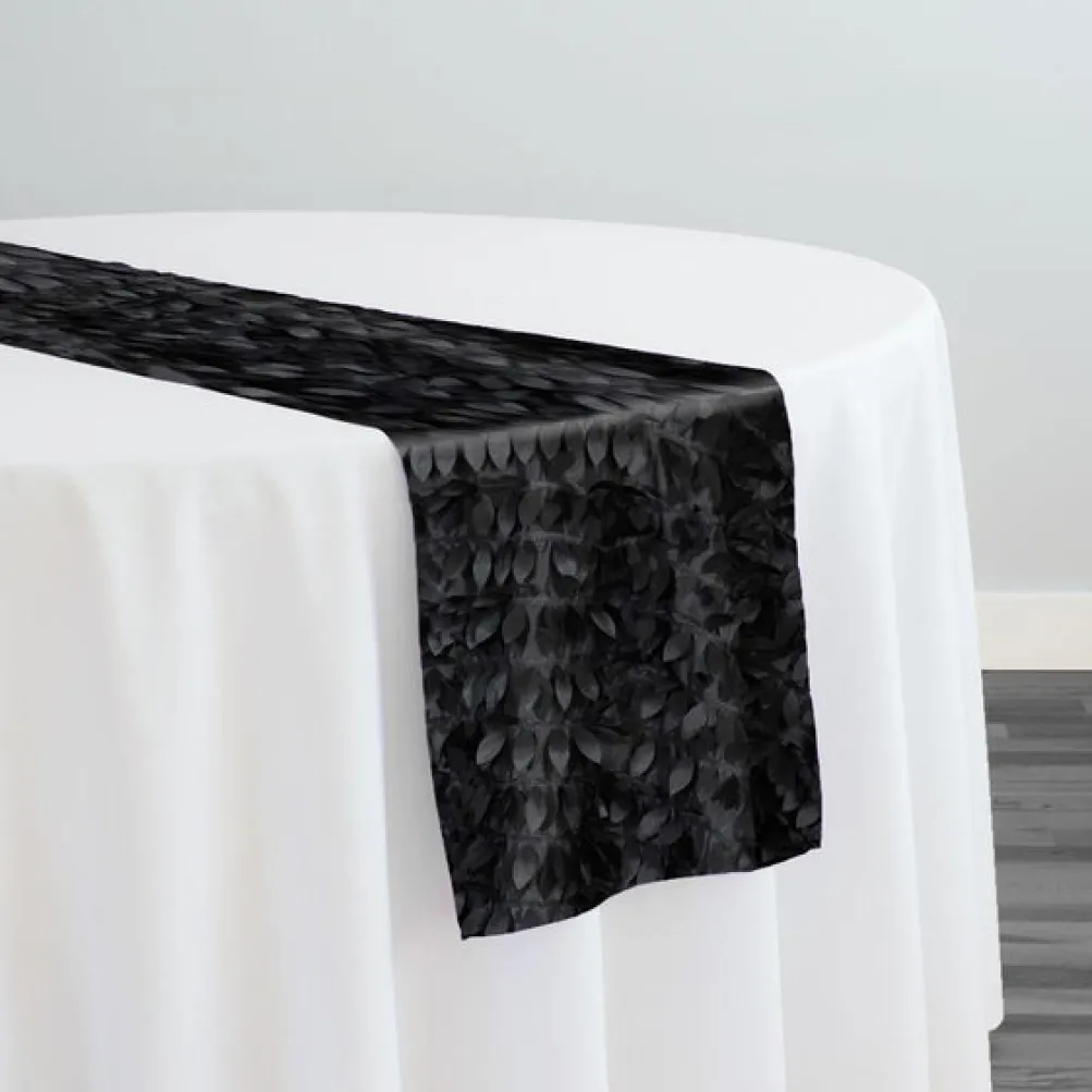 Leaf Hanging Taffeta Table Runner in Black