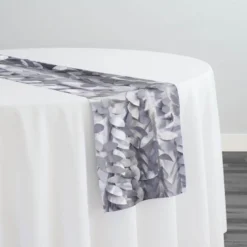 Leaf Hanging Taffeta Table Runner in Silver