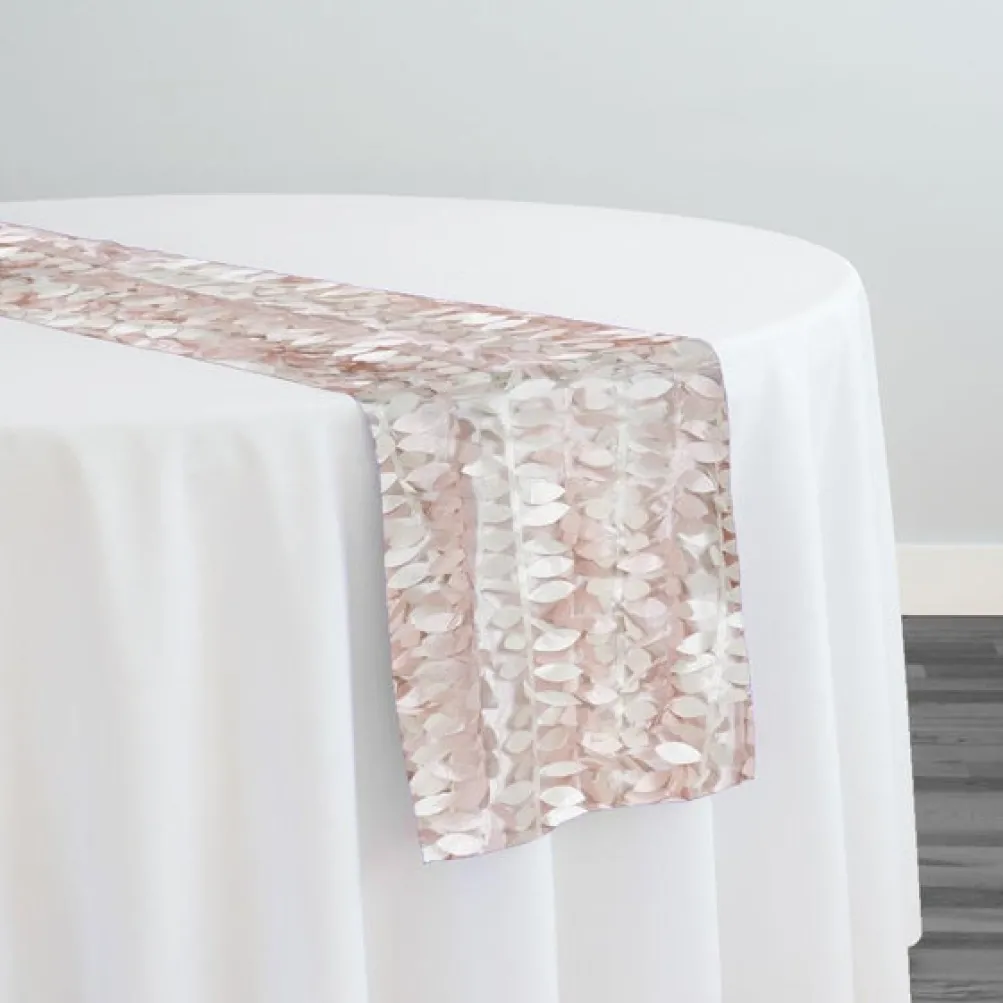 Leaf Hanging Taffeta Table Runner in Pink Petal