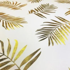 Leaf (Metallic Print) Table Runner in White and Gold