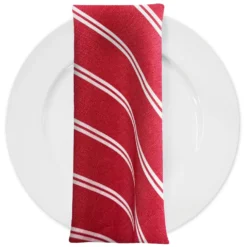 Lexington Stripe (Slub Print) Table Napkin in Red