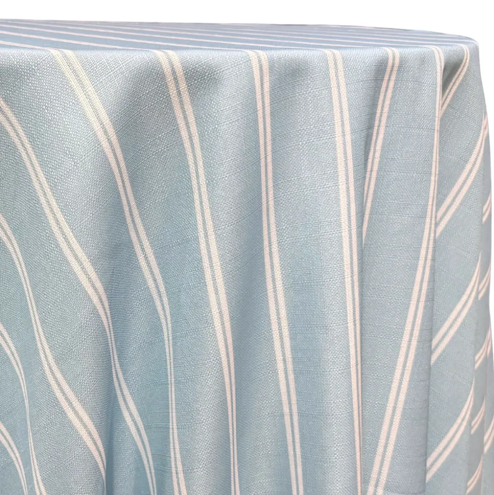 Lexington Stripe (Slub Print) Table Linen in Lt Blue