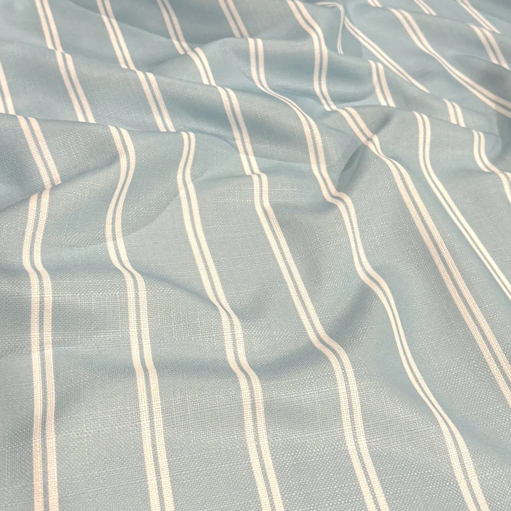Lexington Stripe (Slub Print) Table Linen in Lt Blue