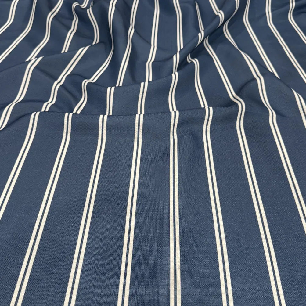 Lexington Stripe (Slub Print) Table Linen in Navy
