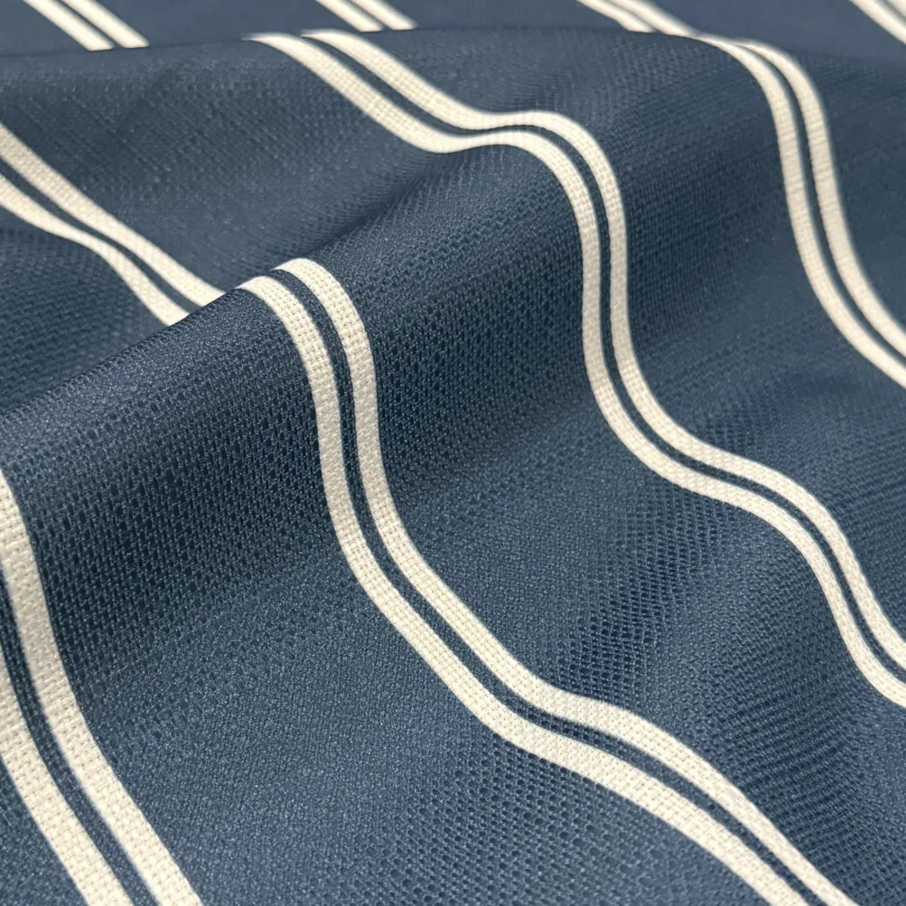 Lexington Stripe (Slub Print) Table Linen in Navy