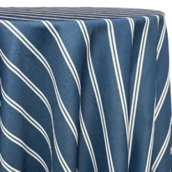 Lexington Stripe (Slub Print) Table Linen in Navy