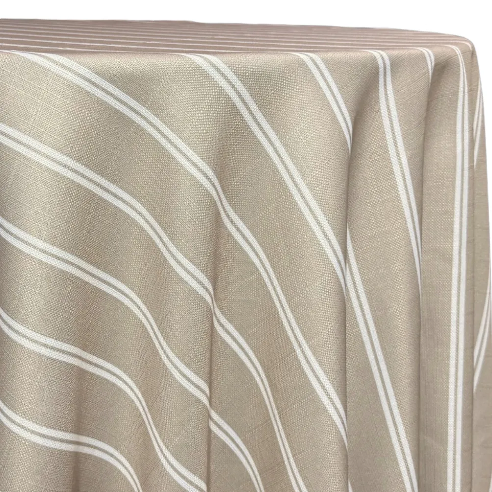 Lexington Stripe (Slub Print) Table Linen in Taupe