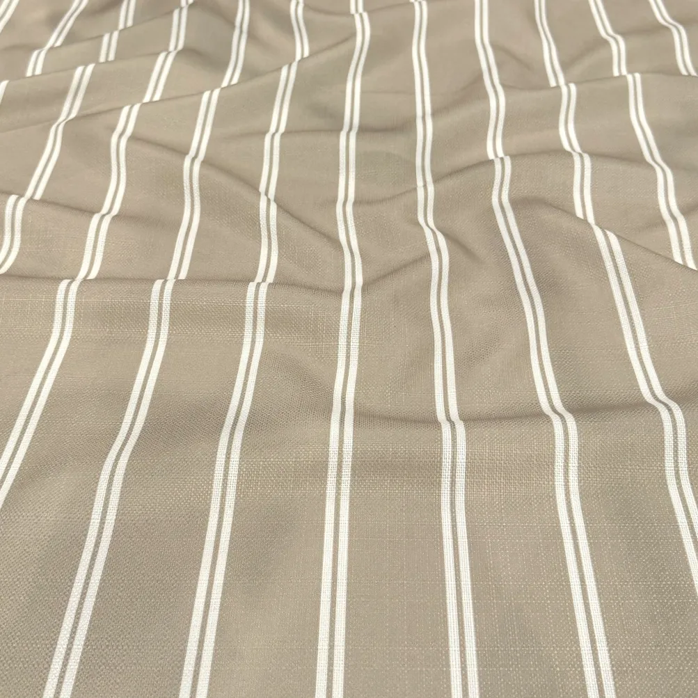 Lexington Stripe (Slub Print) Table Linen in Taupe