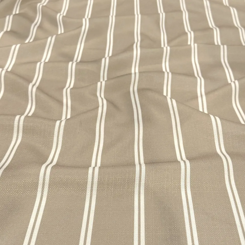 Lexington Stripe (Slub Print) Table Linen in Taupe